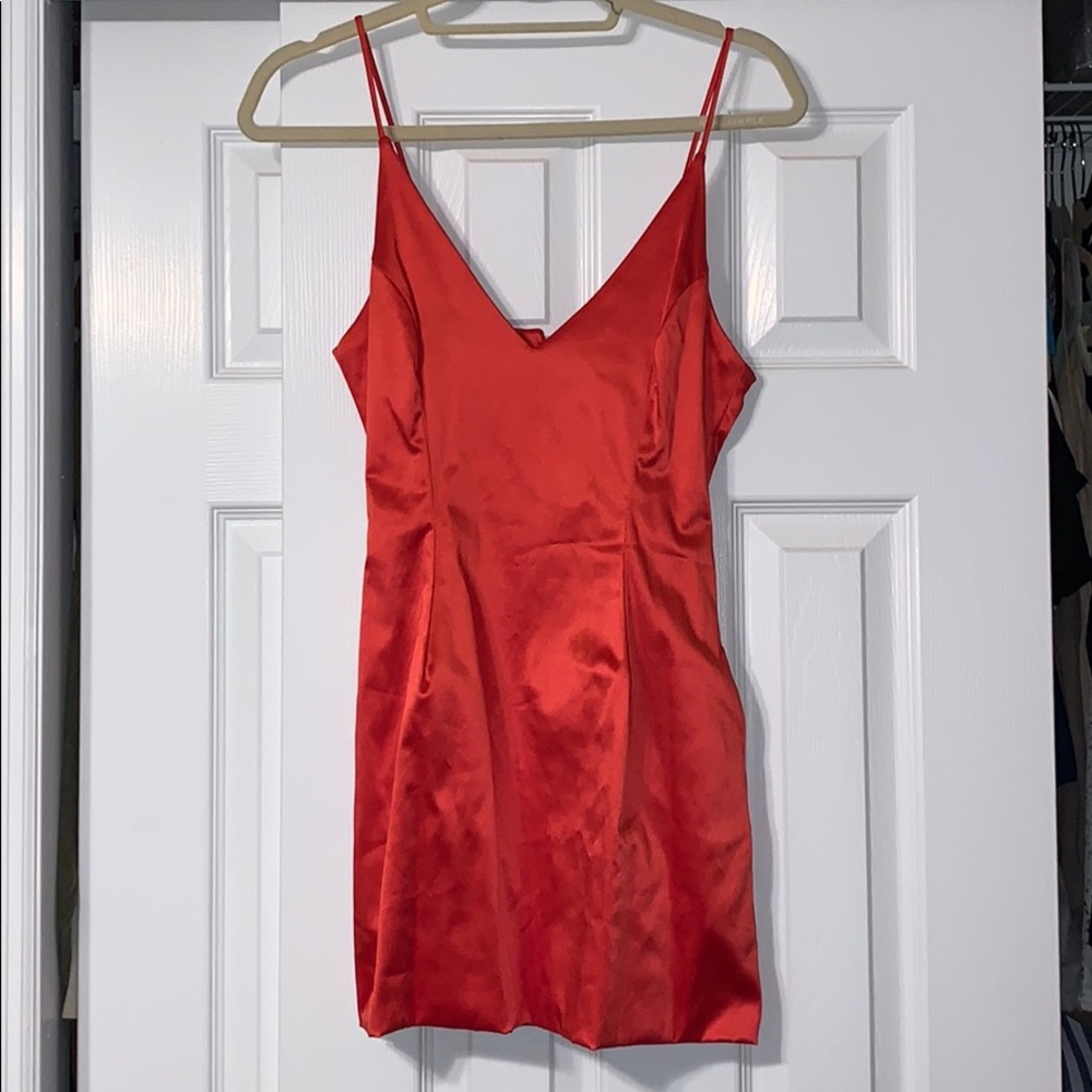 Red Silk Peplum Mini Dress